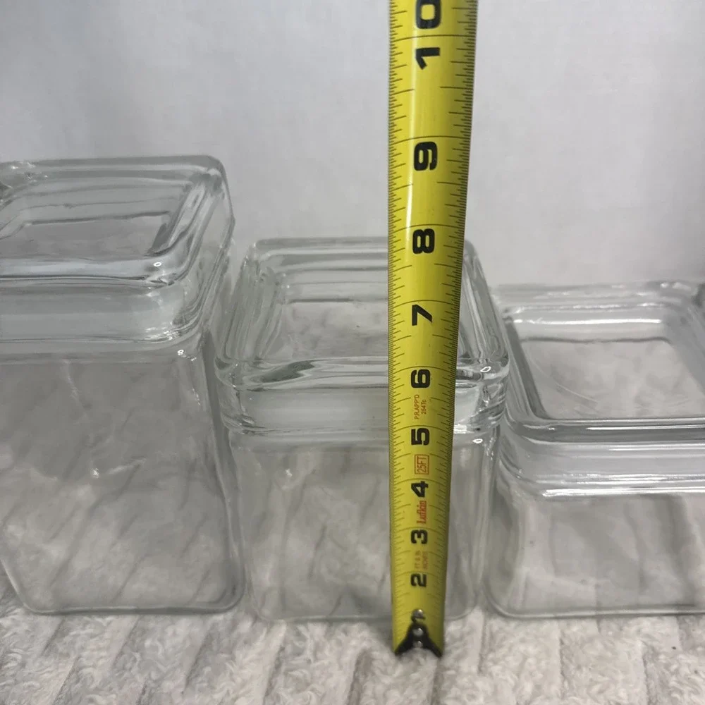 VTG Anchor Hocking Canada Glass Stackable Square Canister Airtight Lid Vessel